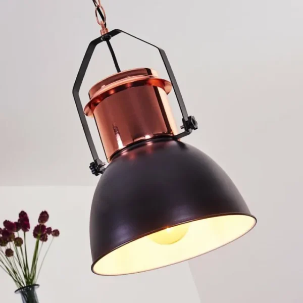 hofstein Suspension Fieberbrunn Cuivre, Noir, 1 lumière* Lampes Modernes