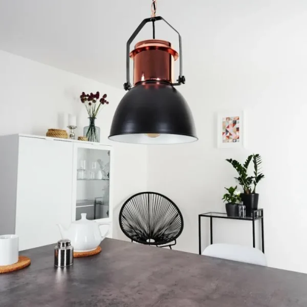 hofstein Suspension Fieberbrunn Cuivre, Noir, 1 lumière* Lampes Modernes