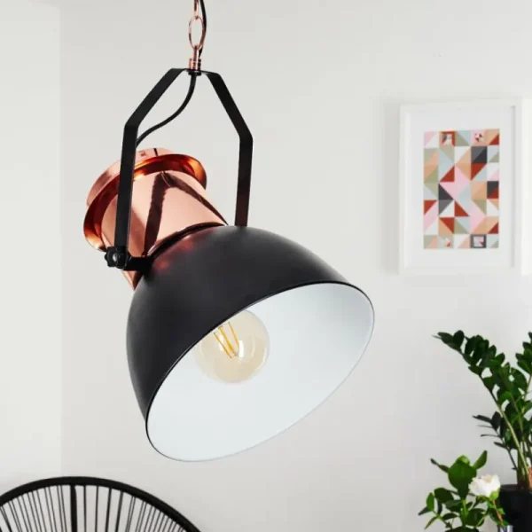 hofstein Suspension Fieberbrunn Cuivre, Noir, 1 lumière* Lampes Modernes