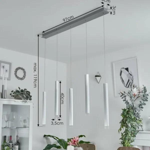 hofstein Suspension Freshwater LED Aluminium, 5 lumières* Lampes Modernes