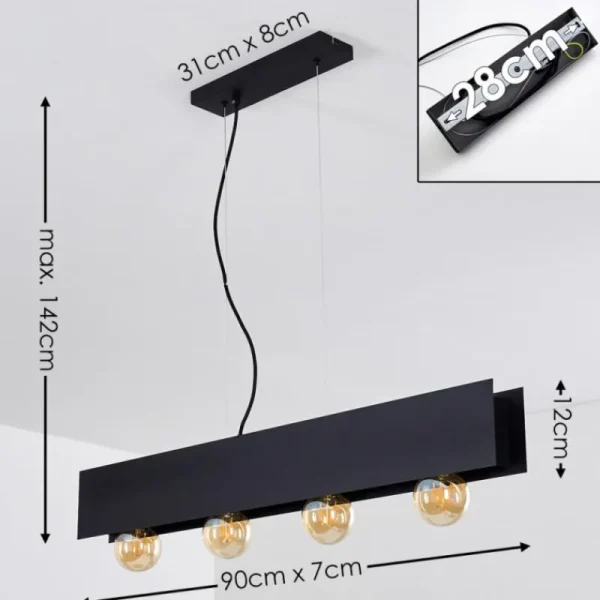 hofstein Suspension Fria Noir, 4 lumières* Lampes Modernes