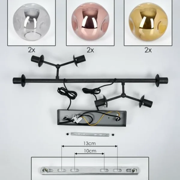 hofstein Suspension Fuensalida Noir, 6 lumières* Lampes En Verre