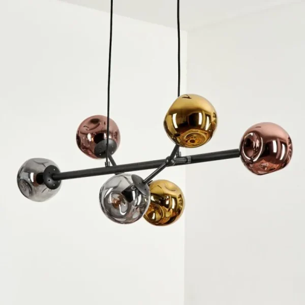 hofstein Suspension Fuensalida Noir, 6 lumières* Lampes En Verre