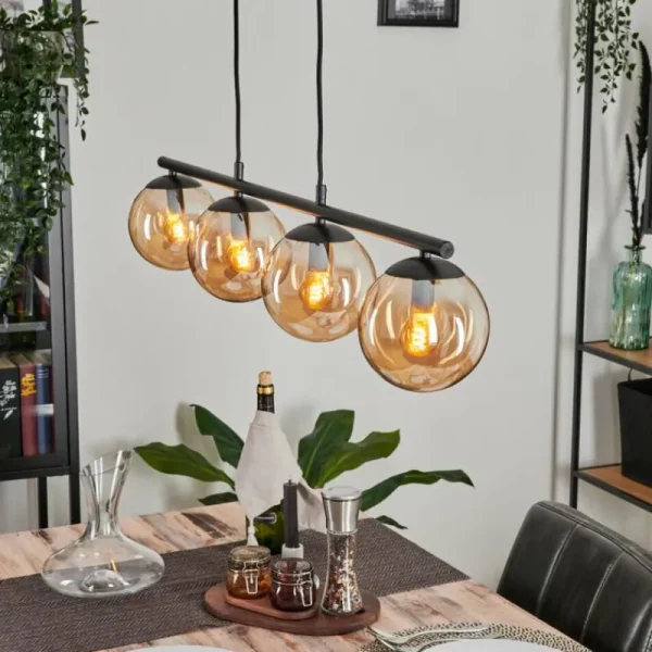 hofstein Suspension Gastor Ambre, 4 lumières* Lampes En Verre
