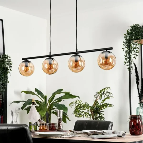 hofstein Suspension Gastor Ambre, 4 lumières* Lampes En Verre