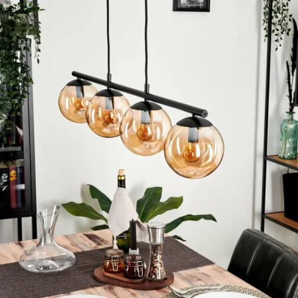 hofstein Suspension Gastor Ambre, 4 lumières* Lampes En Verre