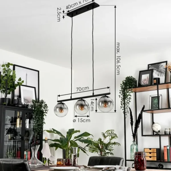hofstein Suspension Gastor Clair, Fumé, 3 lumières* Lampes Modernes