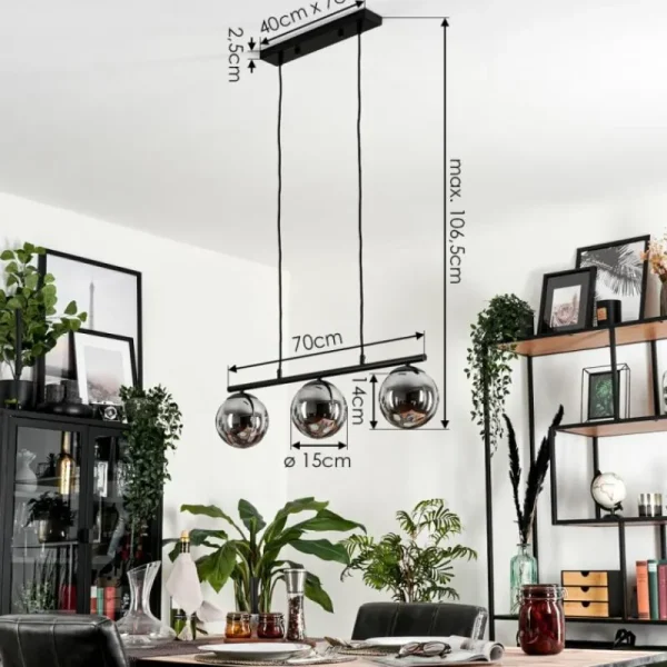 hofstein Suspension Gastor Fumé, 3 lumières* Lampes Modernes