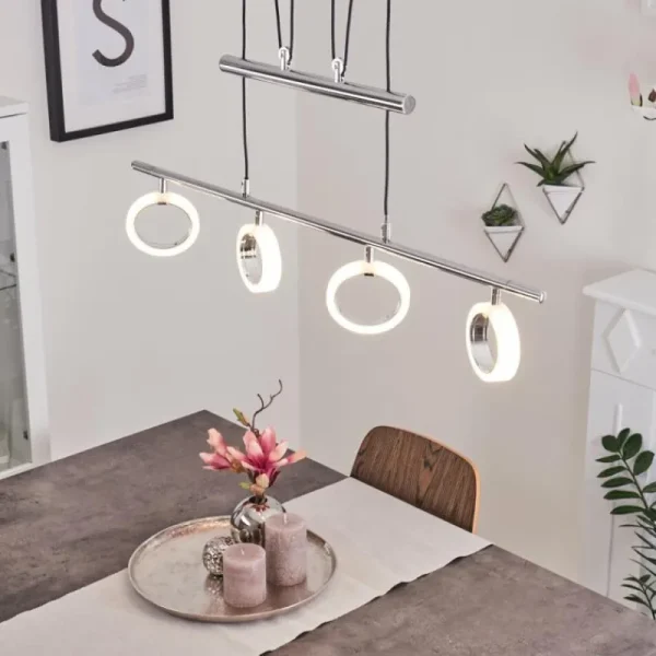 hofstein Suspension Globine LED Chrome, 4 lumières* Lampes Modernes