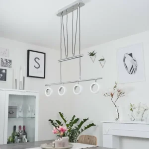 hofstein Suspension Globine LED Chrome, 4 lumières* Lampes Modernes