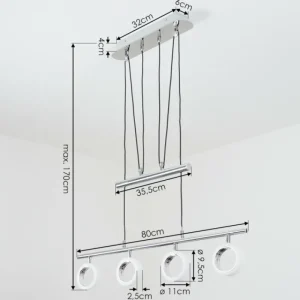 hofstein Suspension Globine LED Chrome, 4 lumières* Lampes Modernes