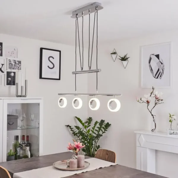 hofstein Suspension Globine LED Chrome, 4 lumières* Lampes Modernes