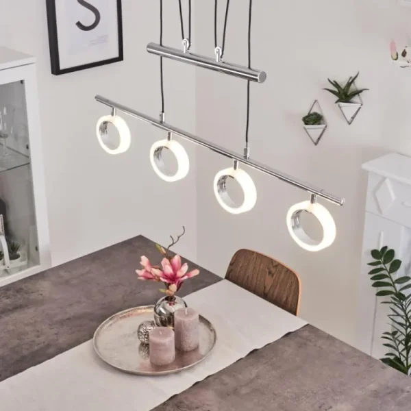hofstein Suspension Globine LED Chrome, 4 lumières* Lampes Modernes