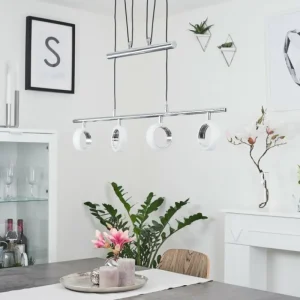 hofstein Suspension Globine LED Chrome, 4 lumières* Lampes Modernes