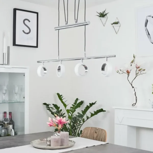 hofstein Suspension Globine LED Chrome, 4 lumières* Lampes Modernes