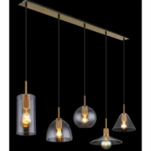 Luminaires Globo Lighting Suspension Globo ADARA Laiton, 5 lumières* Lampes En Verre