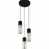 Luminaires Globo Lighting Suspension Globo ANNIKA Noir, 3 lumières* Lampes En Verre