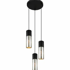Luminaires Globo Lighting Suspension Globo ANNIKA Noir, 3 lumières* Lampes En Verre