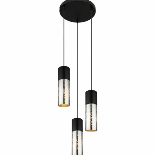 Luminaires Globo Lighting Suspension Globo ANNIKA Noir, 3 lumières* Lampes En Verre