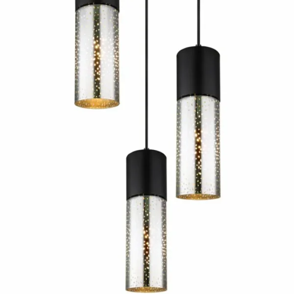 Luminaires Globo Lighting Suspension Globo ANNIKA Noir, 3 lumières* Lampes En Verre