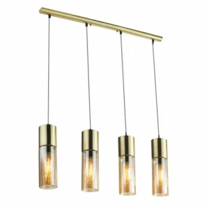 Luminaires Globo Lighting Suspension Globo ANNIKA Or, 4 lumières* Lampes En Verre