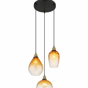 Luminaires Globo Lighting Suspension Globo SALVY Noir, 3 lumières* Lampes En Verre