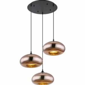 Luminaires Globo Lighting Suspension Globo SELLY Noir, 3 lumières* Lampes En Verre