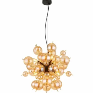 Luminaires Globo Lighting Suspension Globo UDO Noir, 6 lumières* Lampes En Verre