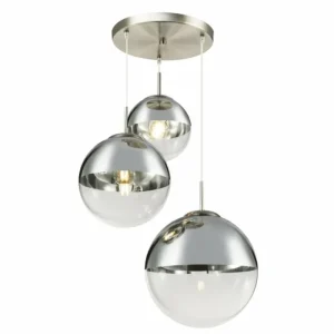 Luminaires Globo Lighting Suspension Globo VARUS Nickel mat, 3 lumières* Lampes En Verre