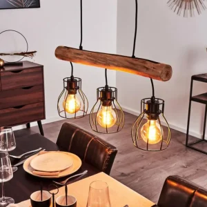 hofstein Suspension Gondo Brun, Noir, 3 lumières* Lampes Modernes