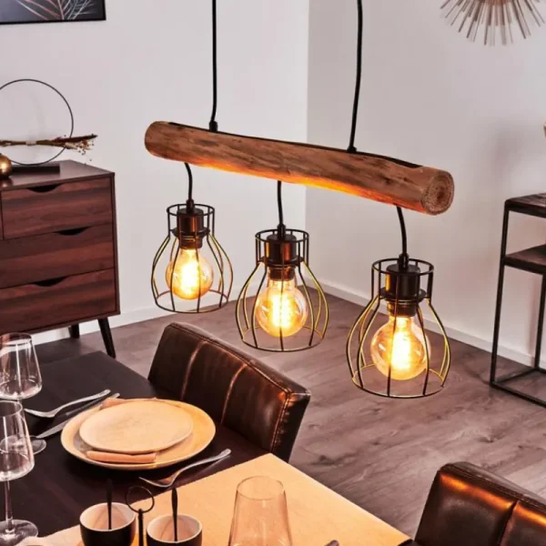 hofstein Suspension Gondo Brun, Noir, 3 lumières* Lampes Modernes
