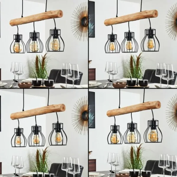 hofstein Suspension Gondo Brun, Noir, 3 lumières* Lampes Modernes