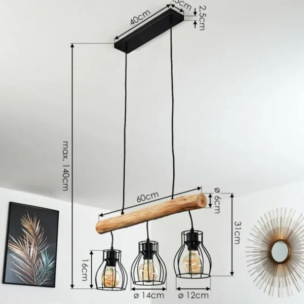 hofstein Suspension Gondo Brun, Noir, 3 lumières* Lampes Modernes