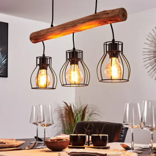 hofstein Suspension Gondo Brun, Noir, 3 lumières* Lampes Modernes
