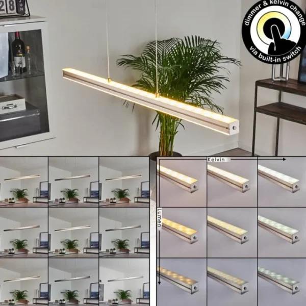 hofstein Suspension Goun LED Nickel mat, 2 lumières* Lampes Modernes
