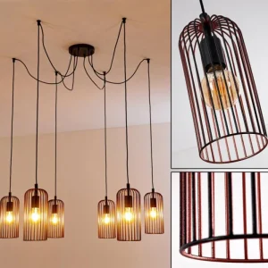 hofstein Suspension Gresso Noir, 6 lumières* Lampes Modernes