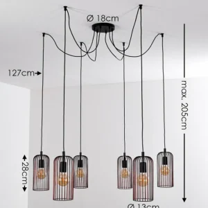 hofstein Suspension Gresso Noir, 6 lumières* Lampes Modernes