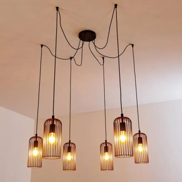 hofstein Suspension Gresso Noir, 6 lumières* Lampes Modernes