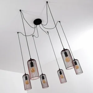 hofstein Suspension Gresso Noir, 6 lumières* Lampes Modernes