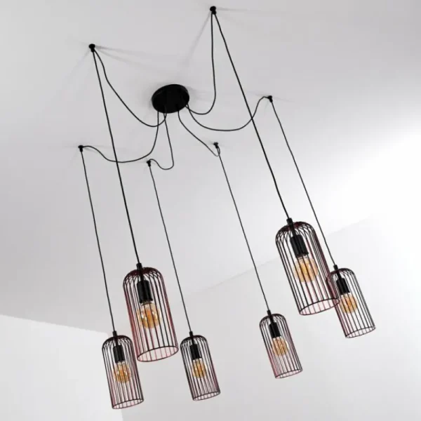 hofstein Suspension Gresso Noir, 6 lumières* Lampes Modernes