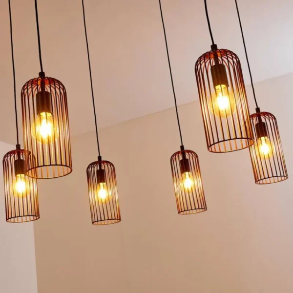 hofstein Suspension Gresso Noir, 6 lumières* Lampes Modernes