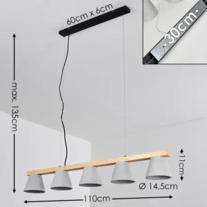 hofstein Suspension Halltorp Bois clair, Noir, 5 lumières* Lampes Modernes