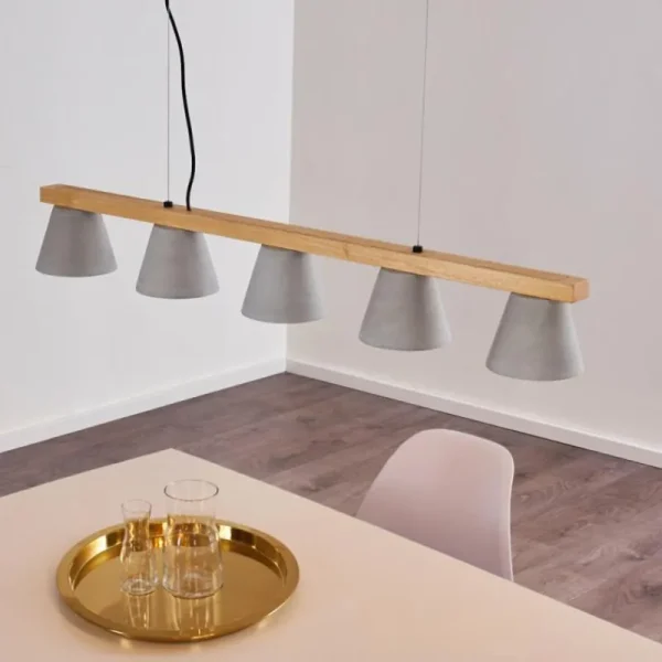 hofstein Suspension Halltorp Bois clair, Noir, 5 lumières* Lampes Modernes
