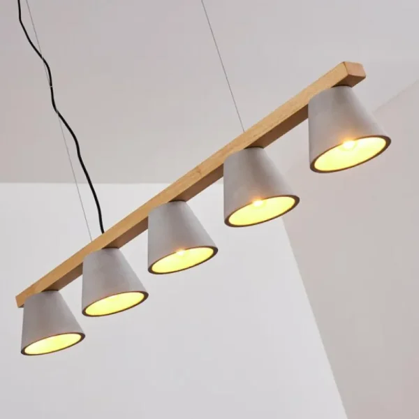 hofstein Suspension Halltorp Bois clair, Noir, 5 lumières* Lampes Modernes