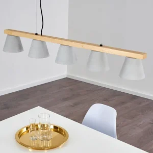 hofstein Suspension Halltorp Bois clair, Noir, 5 lumières* Lampes Modernes
