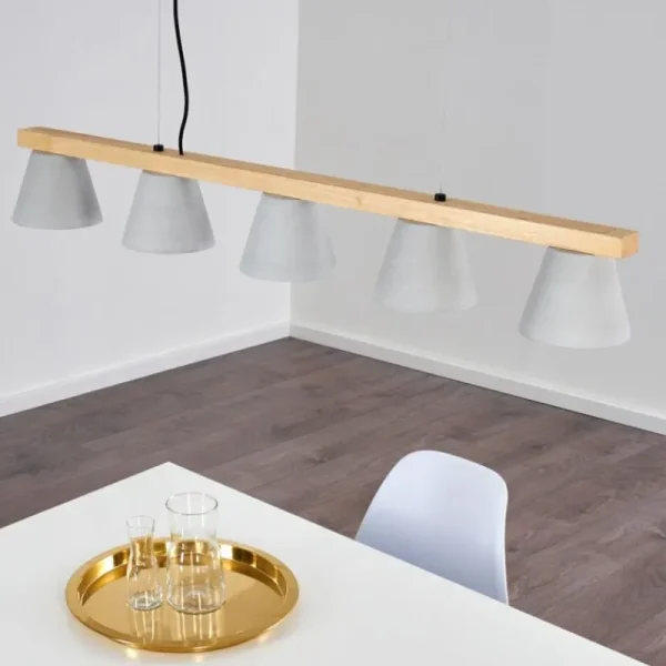 hofstein Suspension Halltorp Bois clair, Noir, 5 lumières* Lampes Modernes
