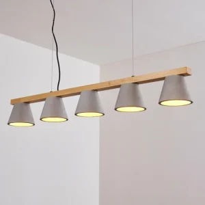 hofstein Suspension Halltorp Bois clair, Noir, 5 lumières* Lampes Modernes