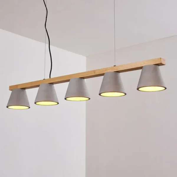 hofstein Suspension Halltorp Bois clair, Noir, 5 lumières* Lampes Modernes