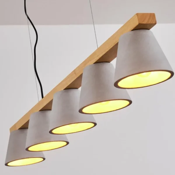 hofstein Suspension Halltorp Bois clair, Noir, 5 lumières* Lampes Modernes