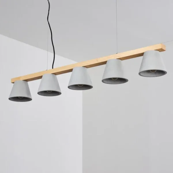 hofstein Suspension Halltorp Bois clair, Noir, 5 lumières* Lampes Modernes